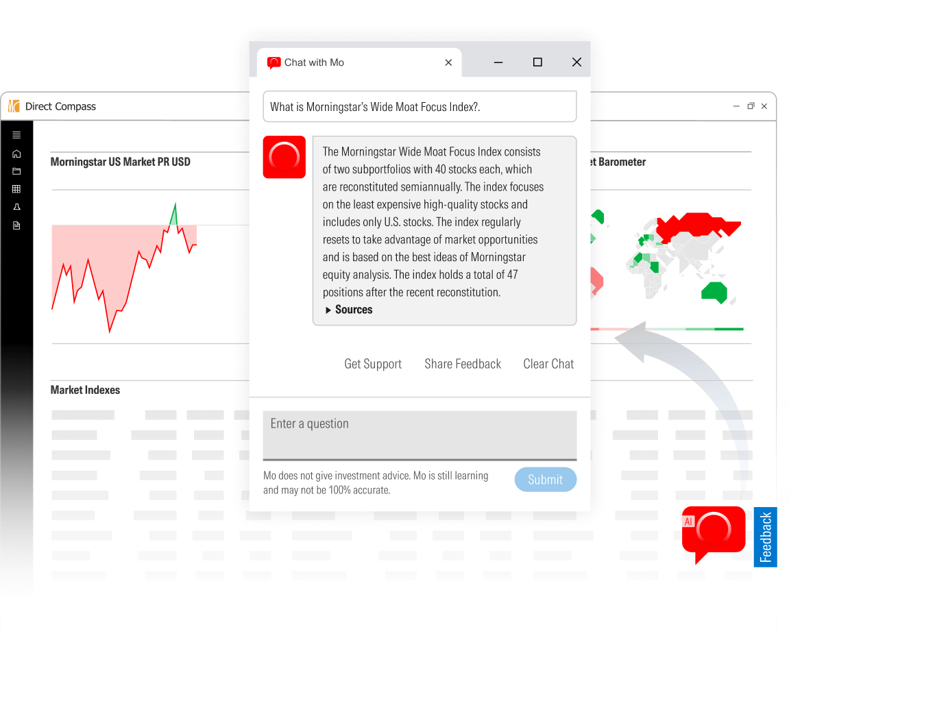 Preview of a conversation with Mo, Morningstar's AI chatbot, which can surface and summarize our independent investment insights.