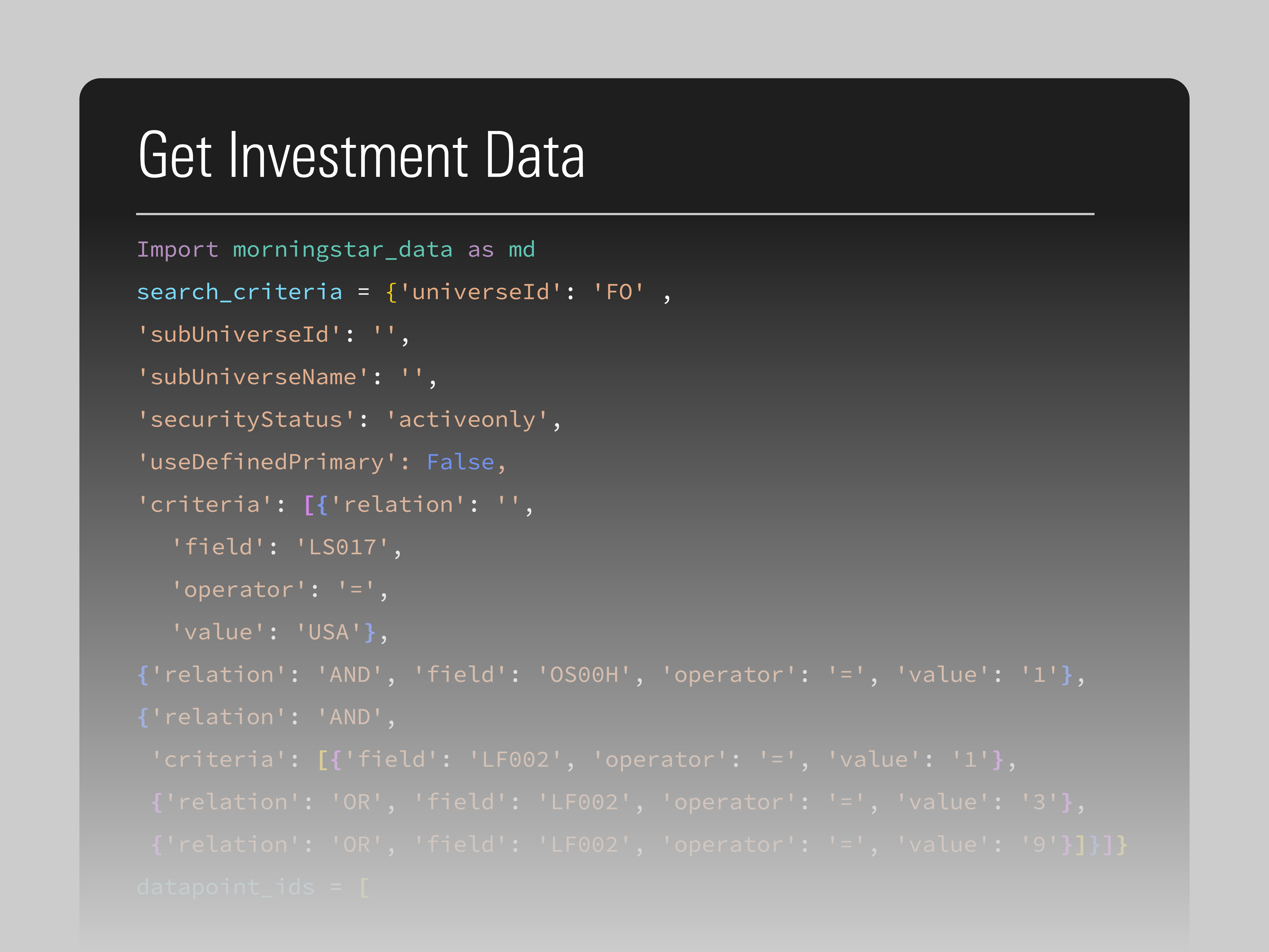 An illustration showing the output of code using the morningstar_data Python Package.