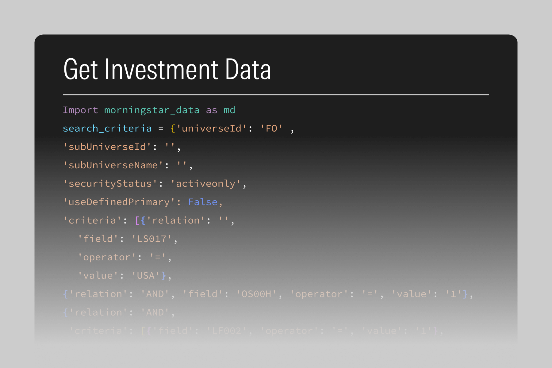 An illustration showing the output of code using the morningstar_data Python Package.