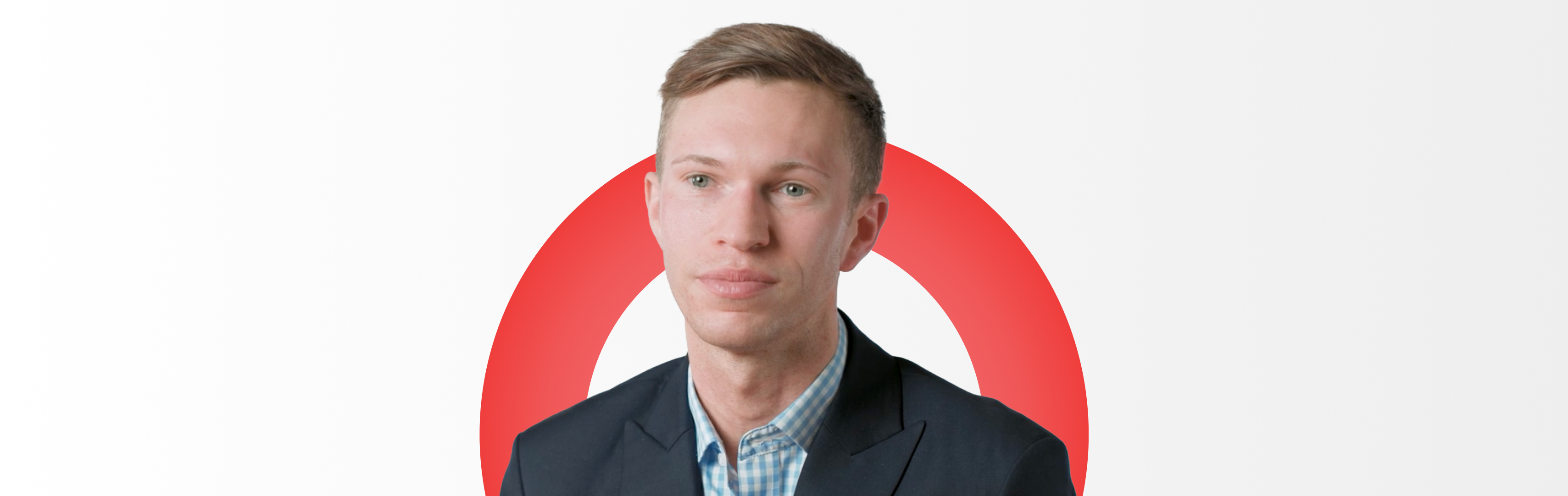 A corporate headshot of Daniel Brown, Sales Director at Morningstar, wearing a blue and white checked shirt with a navy blazer.