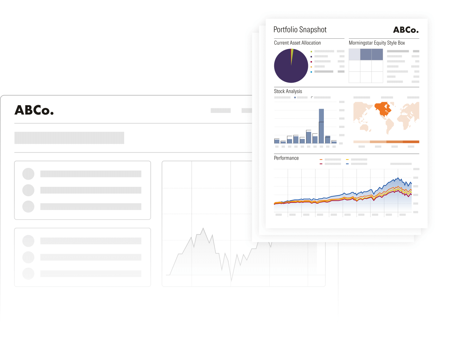 An illustration showing a portfolio snapshot interface in Direct Advisory Suite.