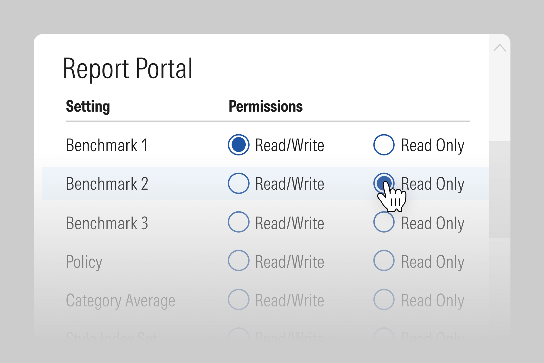 An illustration showing template setting options within Report Portal in Morningstar Direct.