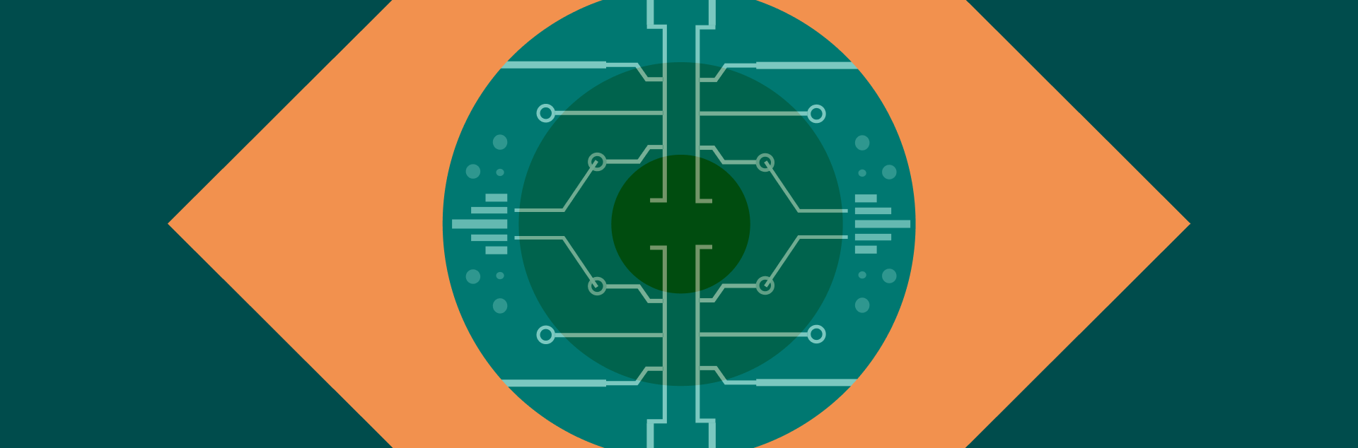 Blog background with eye icon with AI graphics.  