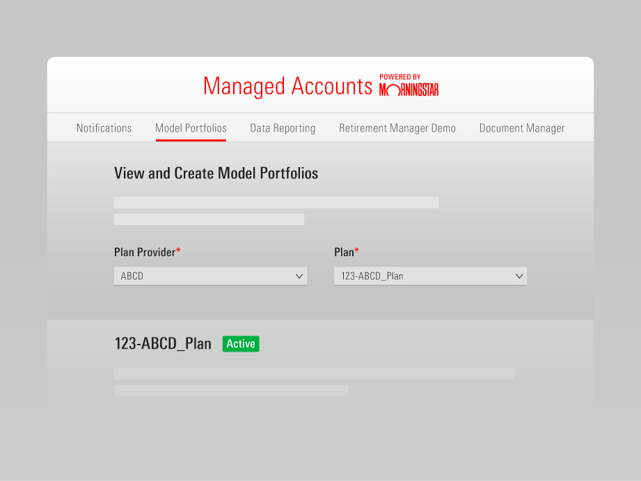 An illustration showing a reporting portal interface in Advisor Managed Accounts.