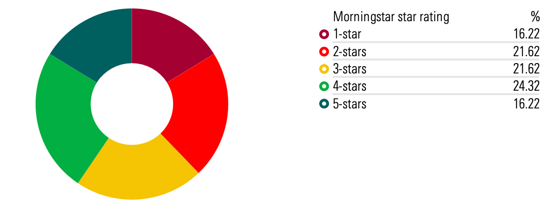 Circle graph showing Morningstar star rating for apparel stocks.
