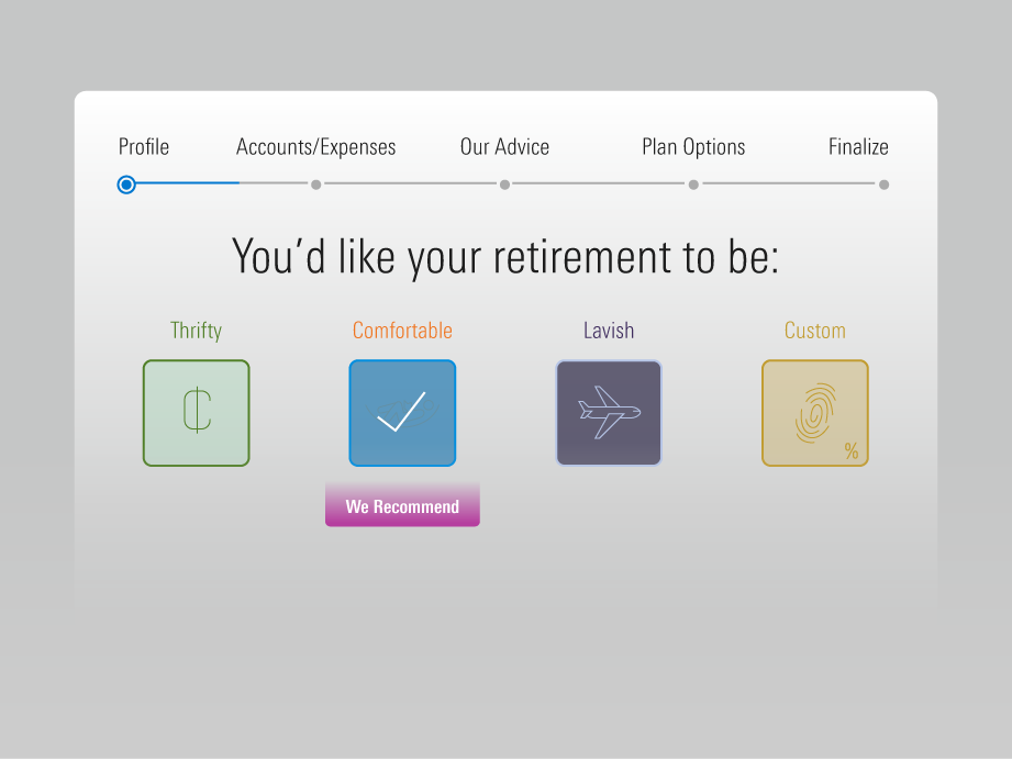 An illustration showing an interactive user interface in Advisor Managed Accounts.