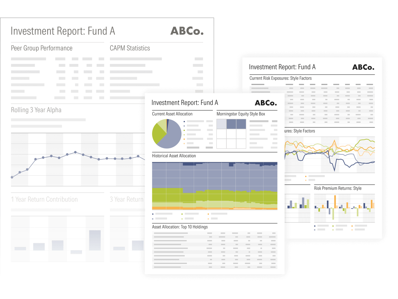 A sample investment report made in Presentation Studio. The report features the brand's logo and colors, all customizable.