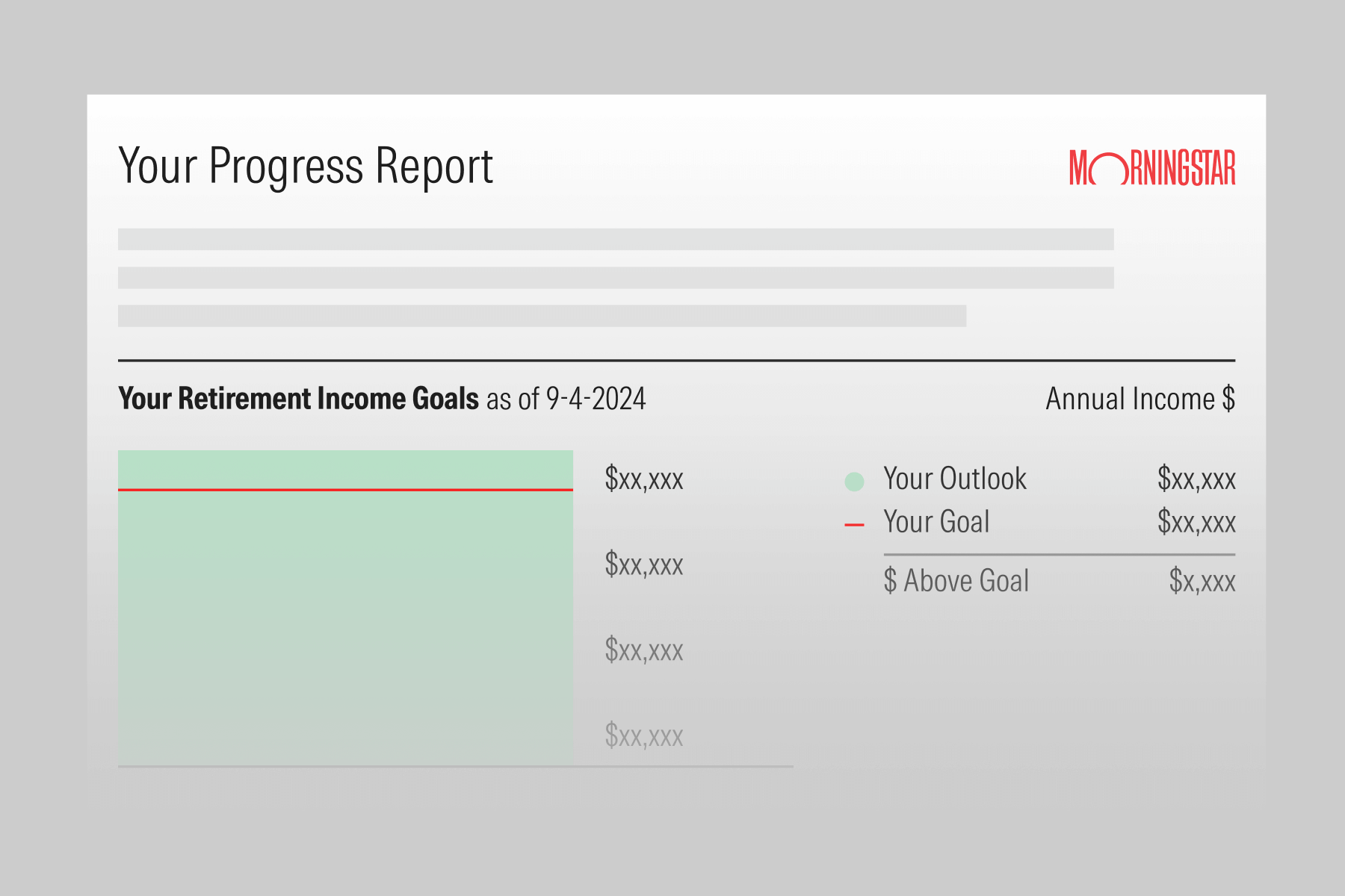 An illustration showing a personalized progress report in Retirement Manager.