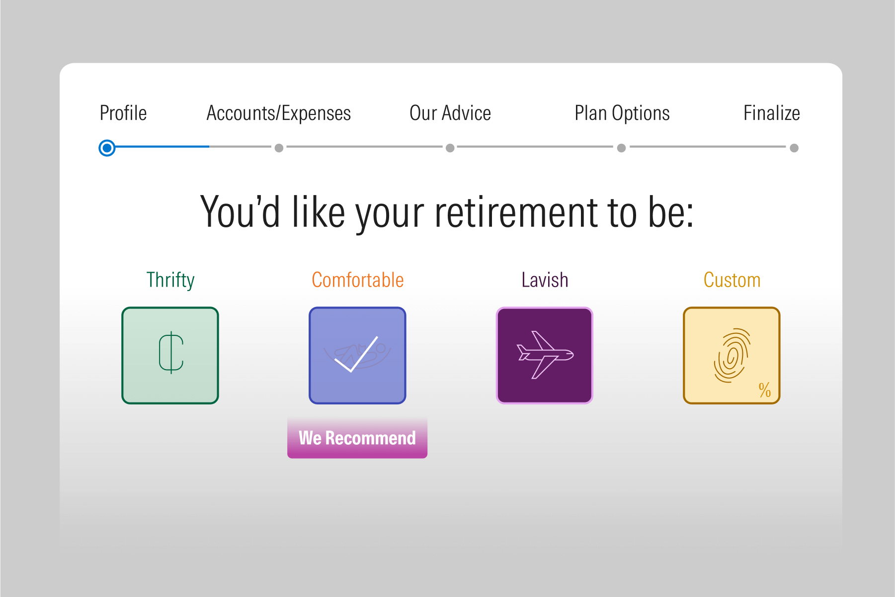 An illustration showing an interactive user interface in Retirement Manager.